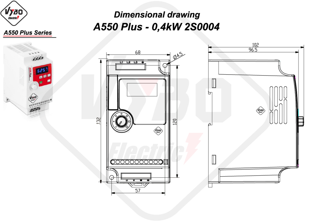 dimensional drawing A550 Plus 2S0004