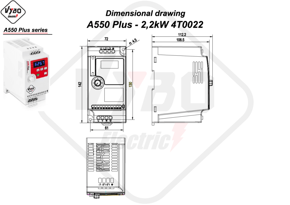 dimensional drawing A550 Plus 4T0022