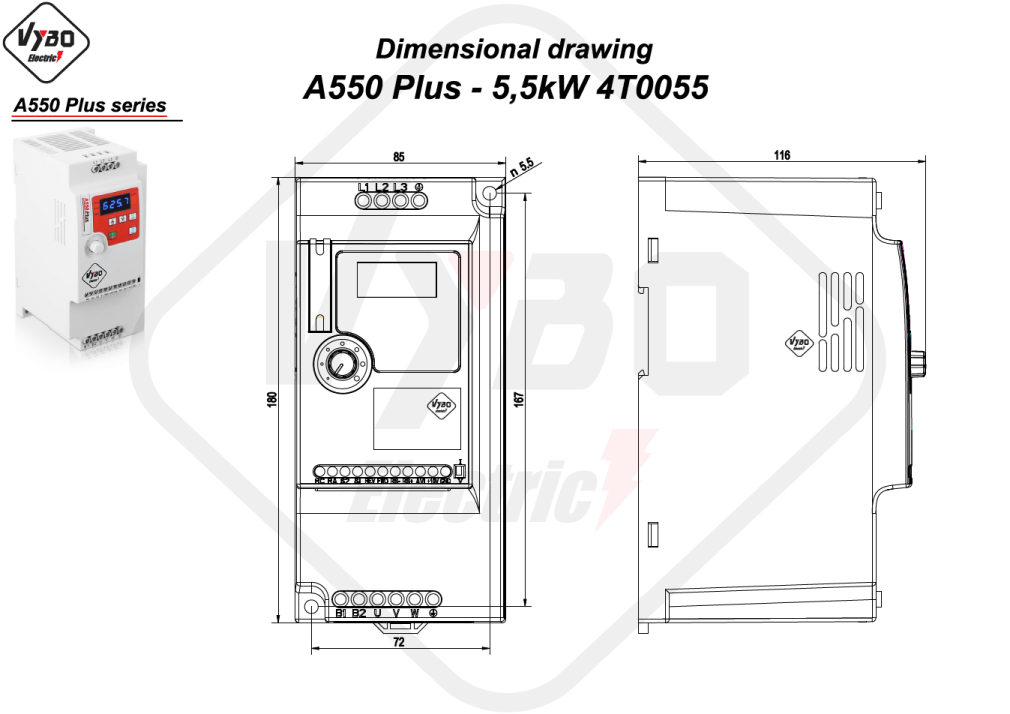 dimensional drawing A550 Plus 4T0055